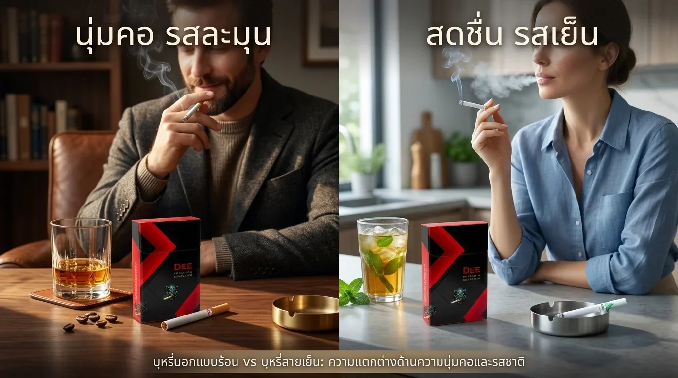 บุหรี่นอกแบบร้อน นุ่มคอ - บุหรี่นอกแบบร้อน vs บุหรี่สายเย็น: ความแตกต่างด้านความนุ่มคอ