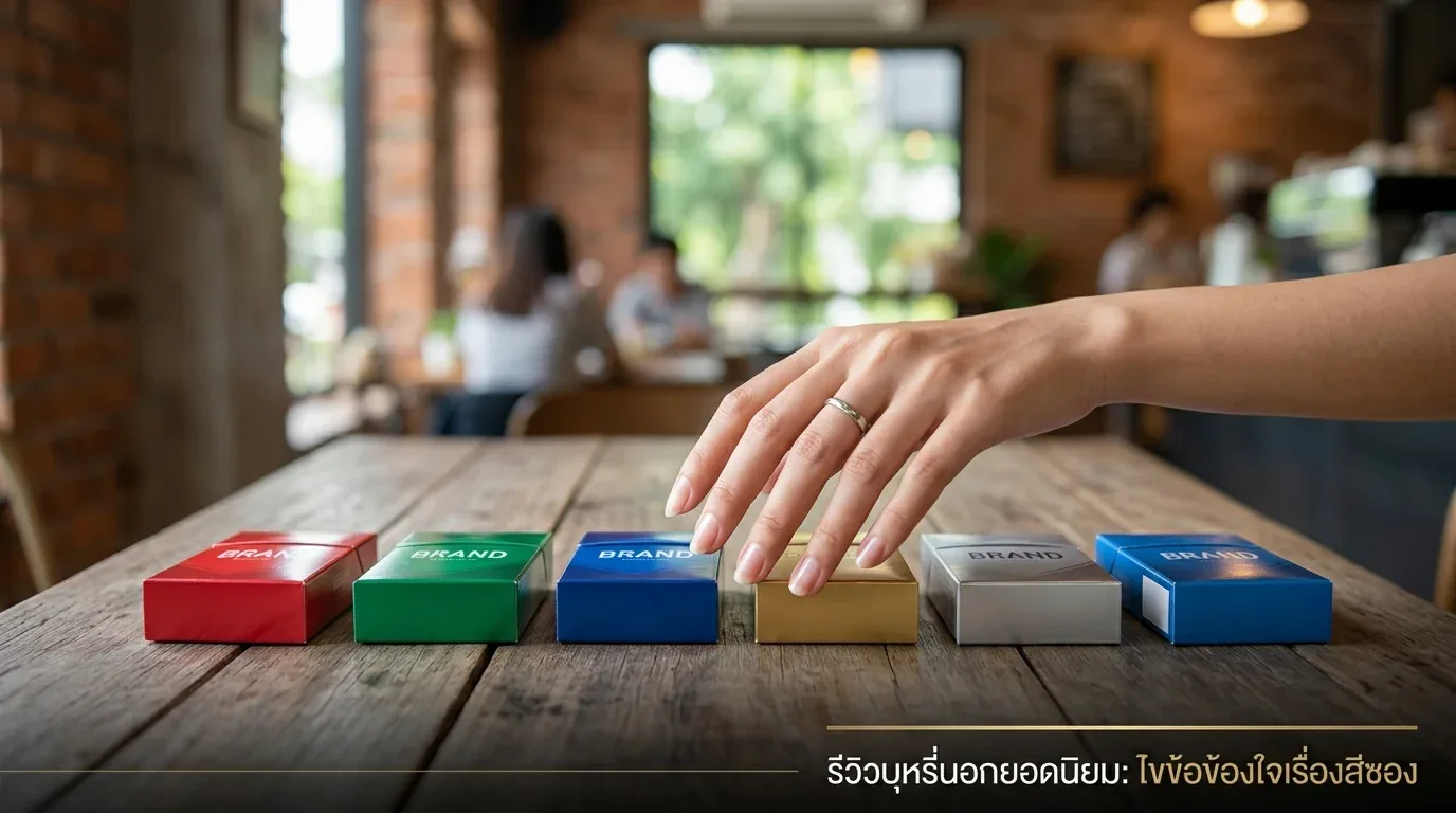 รีวิวบุหรี่นอกยอดนิยม - ไขข้อข้องใจ: สีซองบุหรี่นอก (แดง เขียว ฟ้า ทอง เงิน) บอกความ
